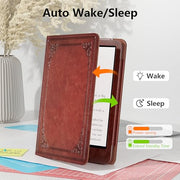 Kindle 6 Inch Case for 6" Kindle (11th Generation, 2024/2022),Vintage Brown | Lainergie Smart Lightweight Slim Durable High Quality PU Shell Cover with Stand, Hand Strap, Auto-Wake/Sleep