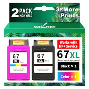 67XL Ink Cartridges Black/Color Combo Pack Replacement for HP Ink 67 HP67XL | High Yield 67XL Ink Compatible with HP DeskJet 2755e 2855e 2700 2700e 4155e 2734e 2827e 4100e Envy 6055 6455e Printer 2PK