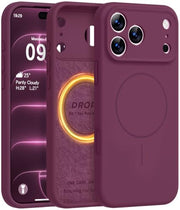 Vooii Magnetic for iPhone 18 Pro Max Case 6.9" Silicone, Burgundy | Compatible with Magsafe, Full Camera Protection, Soft Microfiber Lining, Shockproof Case for iPhone 18 Pro Max Cherry Red