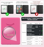 MoKo 360°Rotating Case for 7"Kindle Paperwhite 12th Gen/Colorsoft,Raspberry | Detachable Magnetic, Clear Back, Adjustable Stand Cover, Auto Wake/Sleep, for Kindle Colorsoft 1st Gen 2025/2026