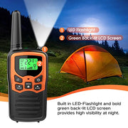 MOICO Walkie Talkies for Adults, 22 Channel Long Range FRS Two-Way Radios | 2 Pack, Compact Portable, LED Flashlight, VOX, LCD Display, Family Use, Hiking, Camping, Outdoor Trips, Cruise