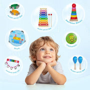 Childom Wooden Musical Instruments Set, Preschool Percussion Instrument Kit | Educational Music Learning Toy Set, Christmas Birthday Gift for Boys and Girls Ages 3 and Up, Includes Xylophone,Bells & Drum