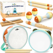 Kids Drum Set with Montessori Wooden Musical Instruments and Music Toys | Wooden Drum, Montessori Wooden Toys, Percussion Instruments, Preschool Learning, Classroom Use, Birthday Gift