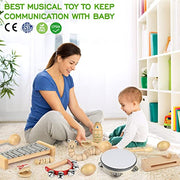 Kids Musical Instruments,100% Natural Wooden Music Percussion Toy Sets, 23 Pcs Tambourine Xylophone Toys for Kids, Girls Boys Preschool Education Early Learning Musical Toys with Bags