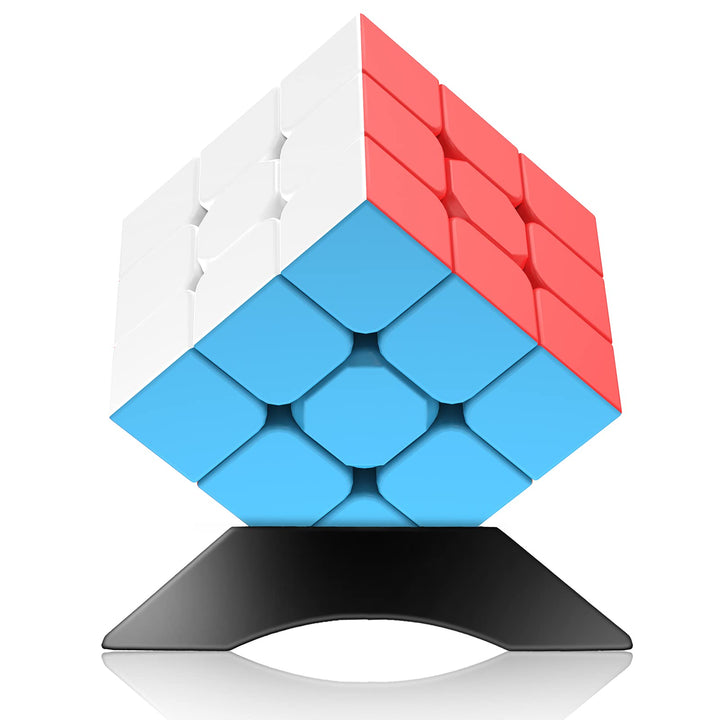 3x3 Speed Cube Stickerless with Stand & Tutorial Toy Gift for Boys 6-12 | Problem-Solving Brain Teaser, Easy Turning Sensory Puzzle Basket Stuffers STEM Educational