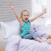 Utopia Bedding Toddler Pillow 2 Pack, Cotton Blend Shell 13x18 Inch, White | Soft and Breathable Small Satin Striped Kids Pillow, Baby Sleeping For Toddler, Bed and Travel, Age 2 and Above