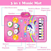 Toys for 1 Year Old Girl Gifts: 3 in 1 Baby Musical Mat Toddler Toy Age 1-2 | Piano Drum Animal Touch Unicorn Toys - Infant Music Toy 12-18 Months Babies Birthday Gifts for 1 2 3 Year Old Boys Girls
