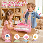 Love&Mini Piano Toys for Girls, 24-Key with Mic, Record & Playback, Ages 3+ | Kids Piano with 22 songs, 8 Percussion Sounds, LED lights, 4 Instrument Modes and Connect to MP3, Phone & Tablet