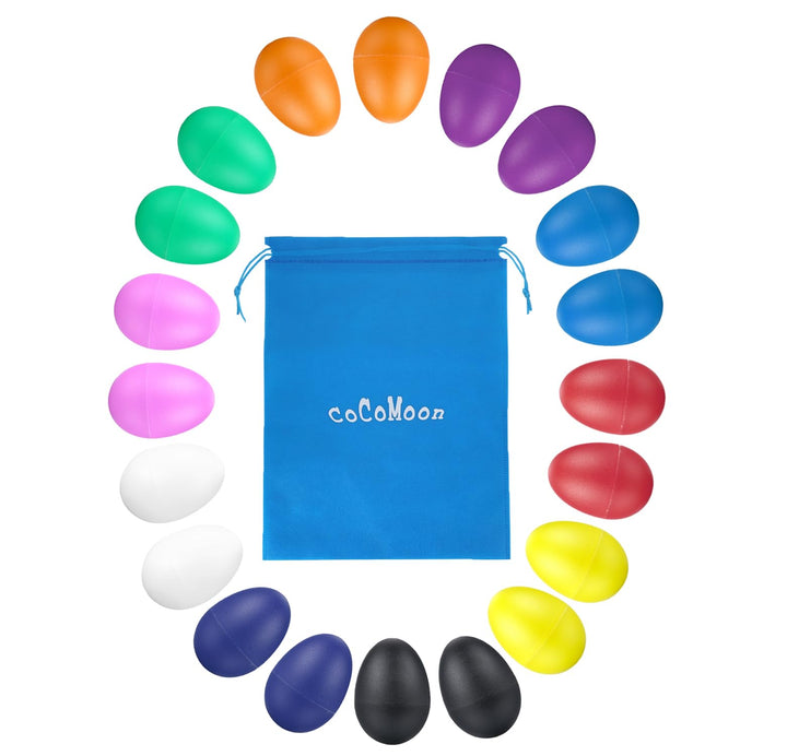 COCOMOON 20Pcs Egg Shakers Musical Instruments, Kids Easter Percussion Toys | Easter Eggs Plastic Percussion Toys for Kids Party Favors Colorful 10 Colors Sensory Early Learning Preschool Music
