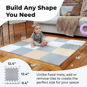MioTetto Baby Play Mat, Soft Foam Floor Tiles for Kids. Adjustable Interlocking Foam Tiles, Fits with 50x50 Playpen Baby mat for Crawling & Development, Safe & Non-Toxic Playmat for Babies 6-12 Months