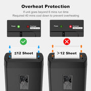 Bonsaii 12-Sheet Cross Cut Paper Shredder, 5.5 Gal Home Office Heavy Duty Shredder for Paper, Credit Card, Mail, Staples, with Transparent Window, High Security Level P-4 (C275-A)