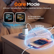 Smart Charging Butler–45W GaN Display Fast Charger with 6.6ft C-to-C Cable | Fast Charging,Active Cooling,90° Foldable Plug,Power Display,Device Recognition,Care Mode,for iPhone 18 Pro Max/17/16,eBook