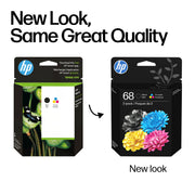 HP 68 Black/Tri-Color Ink Cartridges (2-Pack) | Works with Envy 6100e, 6500e Series | 6L6S2TN | Packaging May Vary