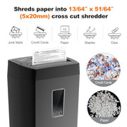 Bonsaii 12-Sheet Cross Cut Paper Shredder, 5.5 Gal Home Office Heavy Duty Shredder for Paper, Credit Card, Mail, Staples, with Transparent Window, High Security Level P-4 (C275-A)