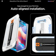 Spigen GlasTR EZ FIT Screen Protector for iPhone 18 Pro, 17 Pro, 17, 16 Pro | AluminaCore Aluminum-enhanced 9H+ tempered glass, Auto-align tray, 100% clarity, Original touch, Case-friendly, 2Pack