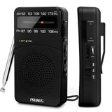 PRUNUS J-166 Portable Radio AM FM, Battery Operated Radio | Tuning Light, Back Clip, Layard, Excellent Reception, AM FM Radios Portable, Transistor Radios