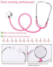 ICECUTE Doctor Scrubs for Kids,7 Pcs Scrubs Costume with Accessories 3-11Y