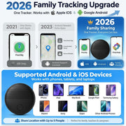 GPS Tracker for Kids with Real-Time Location Tracking & Family Sharing, Apple & Android Compatible, No Monthly Fees & No SIM Card, Wristband & Keychain Included, IP68 Waterproof, Black
