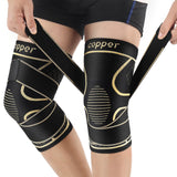 Copper Knee Support Braces with Straps for Men & Women (2 Pack, Large) | Adjustable Non-Slip Knee Compression Sleeves for Knee Pain, Arthritis, Meniscus Tears, Ideal for Running, Sports & Workouts