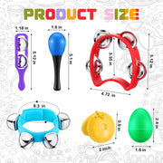 Silipull 72 Pcs Shaker Musical Instrument Set for Kid Toddler Early Music | Musical Tools Bulk Shaker Wrist Hand Band Bells Maracas Percussion Tambourine Cymbals Plastic Castanets for Daycare Preschool