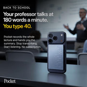Pocket AI Voice Recorder, Auto Transcription, AI Note Taker, Space Grey | Recording Device, Action Items, Mind Maps, Ask Pocket, 4-Day Battery, MagSafe, iOS & Android