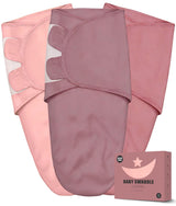 Newborn Swaddle Blanket Wrap 0-3 Months (3-Pack) - Adjustable Infant Sleep Sack, 100% Cotton Anti-Startle Soothing Sack, Soft Breathable Nursery Bedding - Dusty Rose + Pearl + Mauve