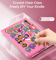 MoKo 360°Rotating Case for 7"Kindle Paperwhite 12th Gen/Colorsoft,Raspberry | Detachable Magnetic, Clear Back, Adjustable Stand Cover, Auto Wake/Sleep, for Kindle Colorsoft 1st Gen 2025/2026