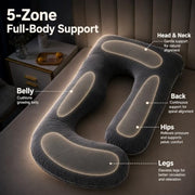 ALLOPERA U Shape Pregnancy Pillow - Full Body Maternity Pillow for Sleeping | Side Sleeper Support for Back, Belly, Hip & Leg, Pregnant Women, Removable & Washable Cover, Adjustable Fill, 57 Inch, Velvet