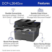 Brother DCP-L2640DW Wireless Compact Monochrome Multi-Function Printer, Copy, Scan, Duplex, Mobile Printing