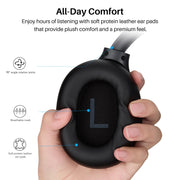 TOZO HT3 Hybrid Noise Cancelling Wireless Headphones, 90H Over Ear Headset | Hi Res Audio, AI Voice Assistant, Dual Device Connection, 32 Custom EQs, Built In 5 Mics, ANC, Foldable, Bluetooth 6.0 Black