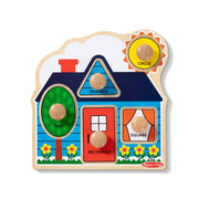 Melissa & Doug First Shapes Jumbo Knob Wooden Peg Puzzle | 6 Pieces, Wooden Board, 5 Extra-Thick Shape Pegs, Matching & Sorting Play, Montessori Inspired Toddler Toys for Kids, Ages 1+