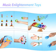 Childom Wooden Musical Instruments Set, Preschool Percussion Instrument Kit | Educational Music Learning Toy Set, Christmas Birthday Gift for Boys and Girls Ages 3 and Up, Includes Xylophone,Bells & Drum