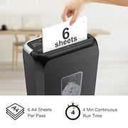 Bonsaii 6-Sheet Cross Cut Paper Shredder for Home, 3.4 Gal Bin | P-4 Security Level, Shreds Credit Cards, Staples & Paper Clips, with Portable Handle, Small Shredder for Home Office，C237-B