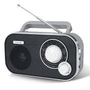 DreamSky AM FM Portable Radio Plug in Wall or Battery Operated | for Home & Outdoor, Strong Reception, Large Dial Easy to Use, Transistor Antenna, Headphone Jack, Elderly Seniors Small Gifts