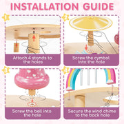 Lehoo Castle Toddler Drum Set Wooden, Unicorn Montessori Toys for Girls | Baby Drum Set Music Toys with Xylophone, 7 in 1 Toddler Musical Instruments, Educational Birthday Gift for 12-18 Months Girl
