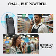 Retevis RT22 Commercial FRS Walkie Talkies Rechargeable Long Range (6 Pack) | Slim & Lightweight 2 Way Radio, For K-12 & Retail, Comfortable for All-Day Wear, Loud & Clear Audio, Charge 6 Radios At Once