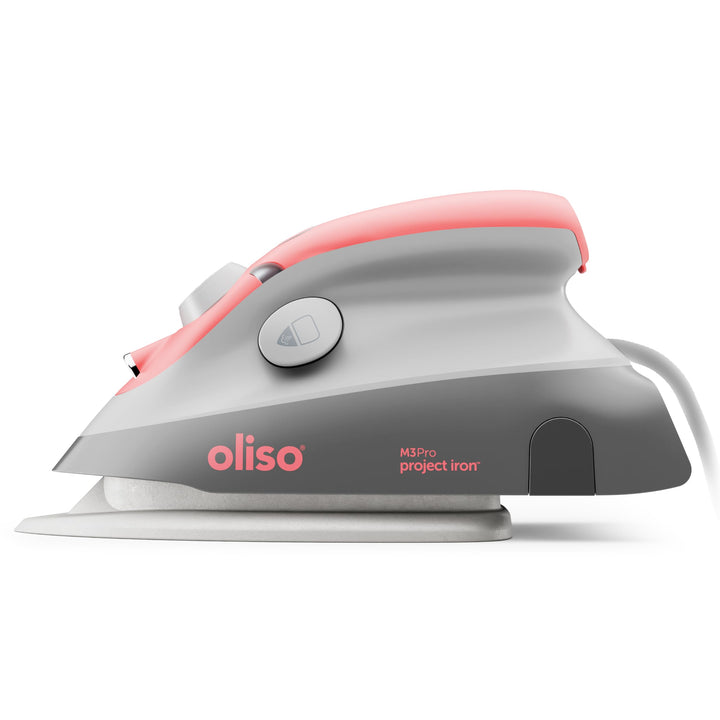 oliso M3Pro Project Mini Steam Iron - Sewing, Quilting, Travel - Coral | 1000W Ceramic Soleplate, LED Light, Craft and Travel Steam Iron, Auto-Off, Dual Voltage 120V/220V, Portable, Compact