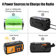 QAUYYW Solar Hand Crank Emergency Radio, 20000mAh AM FM NOAA Weather Radio
