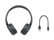 Sony WH-CH520 Wireless On-Ear Bluetooth Headphones with Microphone, Black | Comfortable Lightweight Design, Up to 50 Hrs Battery with Quick Charging, Multipoint Connection, Clear Calls, Swivel design