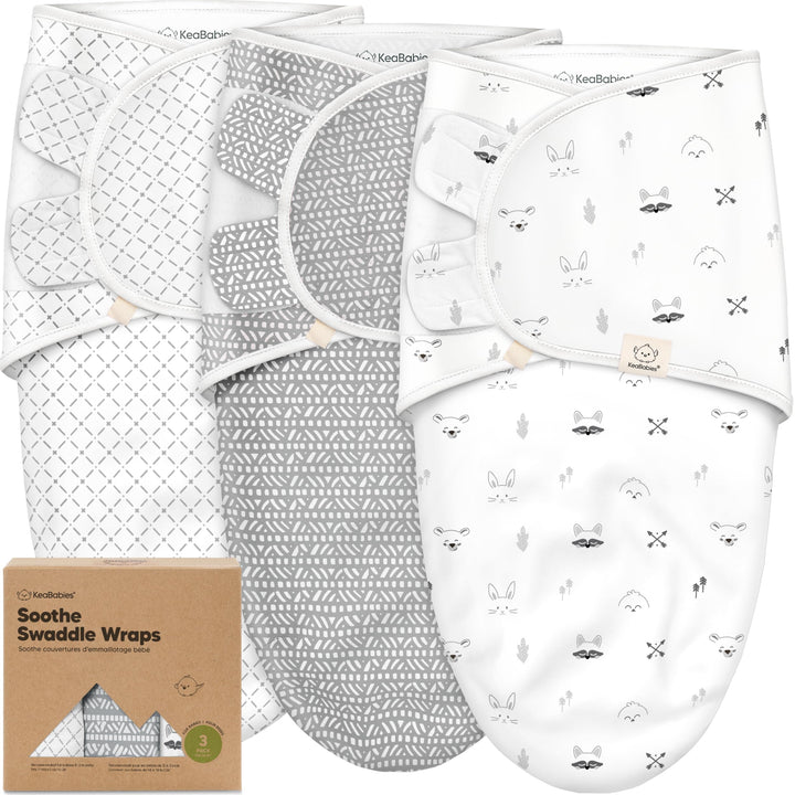 KeaBabies 3pk Organic Baby Swaddles for Newborns, 0.5 TOG Nordic, 0-3M | Soft Organic Cotton, Breathable Newborn Swaddle for Baby Girls, Boys, Infant, Sleep Sack, Nursery Swaddling Blankets