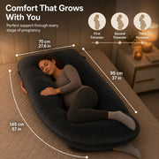 ALLOPERA U Shape Pregnancy Pillow - Full Body Maternity Pillow for Sleeping | Side Sleeper Support for Back, Belly, Hip & Leg, Pregnant Women, Removable & Washable Cover, Adjustable Fill, 57 Inch, Velvet