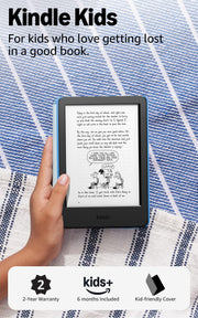 Amazon Kindle Kids 16GB (2024 model) - If it breaks, we will replace it, includes ad-free books and cover, with glare-free display, fast page turns - Space Whale