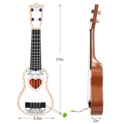 Raimy 17in Ukulele Guitar for Kids, 4 String Mini Toddler Music Toy | Kids Ukulele, Educational Musical Instrument for Beginners, Birthday Gift for Age 3 4 5 6 7 8 9 Years Boys Girls (White)