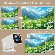 Mini Projector 4K Support, Portable Projector Full HD 1080P Support | Short Throw, 270° Rotation, Outdoor&Indoor, Ceiling Projection, Smartphone, TV Stick, Laptop, HDMI, USB, PS5 Compatible
