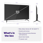Roku 55-Inch Select Series Smart TV 2026-4K (2160p) QLED TV TV | Flat Screen QLED Television with Voice Remote, Wi-Fi & Bluetooth Headphone Mode - Streaming Live Local News, Sports, & Movies