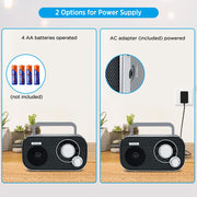 DreamSky AM FM Portable Radio Plug in Wall or Battery Operated | for Home & Outdoor, Strong Reception, Large Dial Easy to Use, Transistor Antenna, Headphone Jack, Elderly Seniors Small Gifts