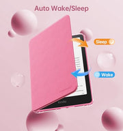 MoKo 360°Rotating Case for 7"Kindle Paperwhite 12th Gen/Colorsoft,Raspberry | Detachable Magnetic, Clear Back, Adjustable Stand Cover, Auto Wake/Sleep, for Kindle Colorsoft 1st Gen 2025/2026