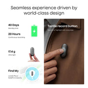 Plaud NotePin S Wearable AI Voice Recorder, Transcribe & Summarize, Black | AI Note Taker for Meetings Interviews, Professionals, Teams, 112 Languages, App Control, Find My, 4 Accessories
