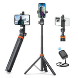 EUCOS 62" Phone Tripod, Tripod for iPhone & Selfie Stick with Remote | Extendable Cell Phone Stand & Ultimate Phone Holder, Solidest Phone Stand Compatible with iPhone/Android