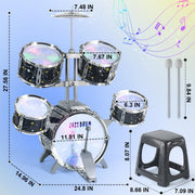 CAPTAIN CHAOWING Kids Drum Set for Toddlers 3-5, Light up Jazz Drum Toy 5-7 | Upgraded Jazz Drum Set for Kids, Musical Instrument Toys & Lights & All Plastic, Beginner Kit for Boys Girls Aged 3-5 4-6 5-7